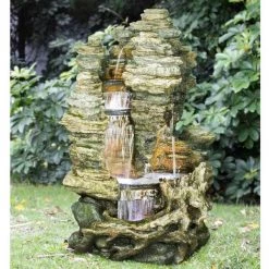 Fontaine De Jardin Miami Rochers Avec Cascade Et éclairage LED - Ubbink