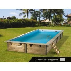 Piscine Bois Linéa 6,50 X 3,50 X 1,40 M - Liner Gris - Ubbink