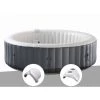 UBBINK Kit Spa Gonflable Infinite Spa Xtra Rond Bulles 8 Places + 2 Appuie-têtes + Porte Verre - Anthracite