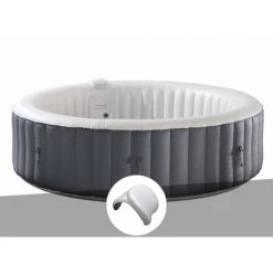UBBINK Kit Spa Gonflable Infinite Spa Xtra Rond Bulles 8 Places + 2 Appuie-têtes - Anthracite