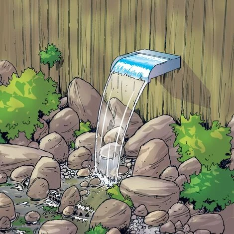 Lame Cascade Nevada 30 Cm Avec éclairage LED Inox Ubbink 2 Lame Cascade Nevada 30 Cm Avec éclairage LED Inox Ubbink – Image 2